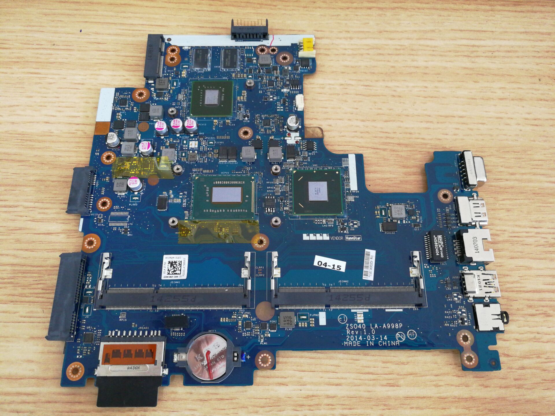 HP 14-R i3-3217U Motherboard ZSO40 LA-A998P 760686-501 Geforce 8